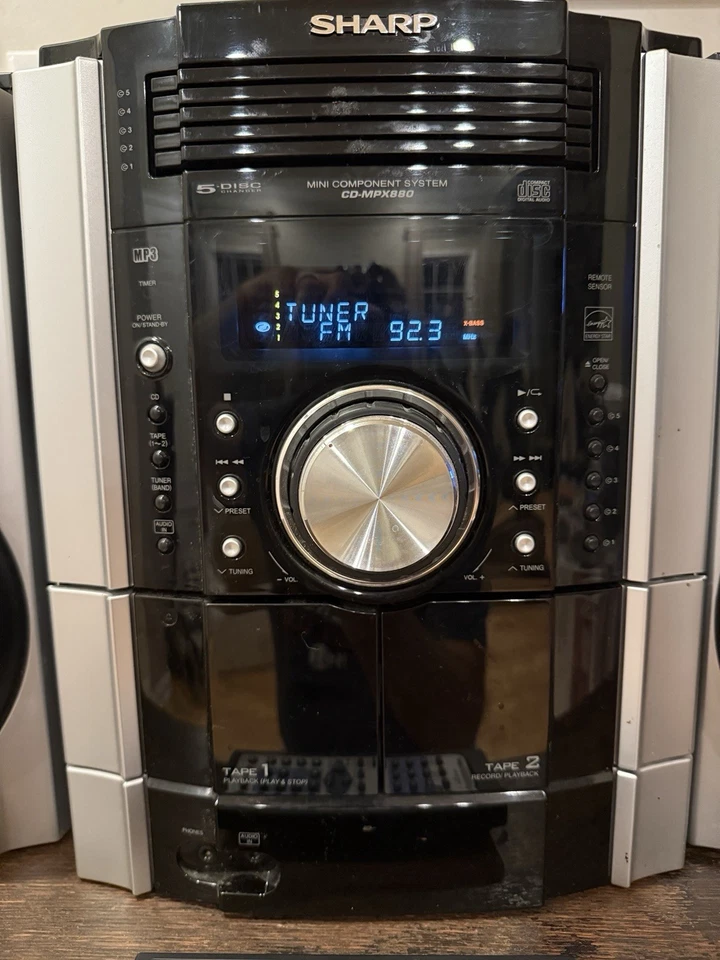 Sharp CD-MPX880 Mini Componente Estéreo 5 Discos CD Doble Cassette 2 Altavoces Probados Foto 3 de 4