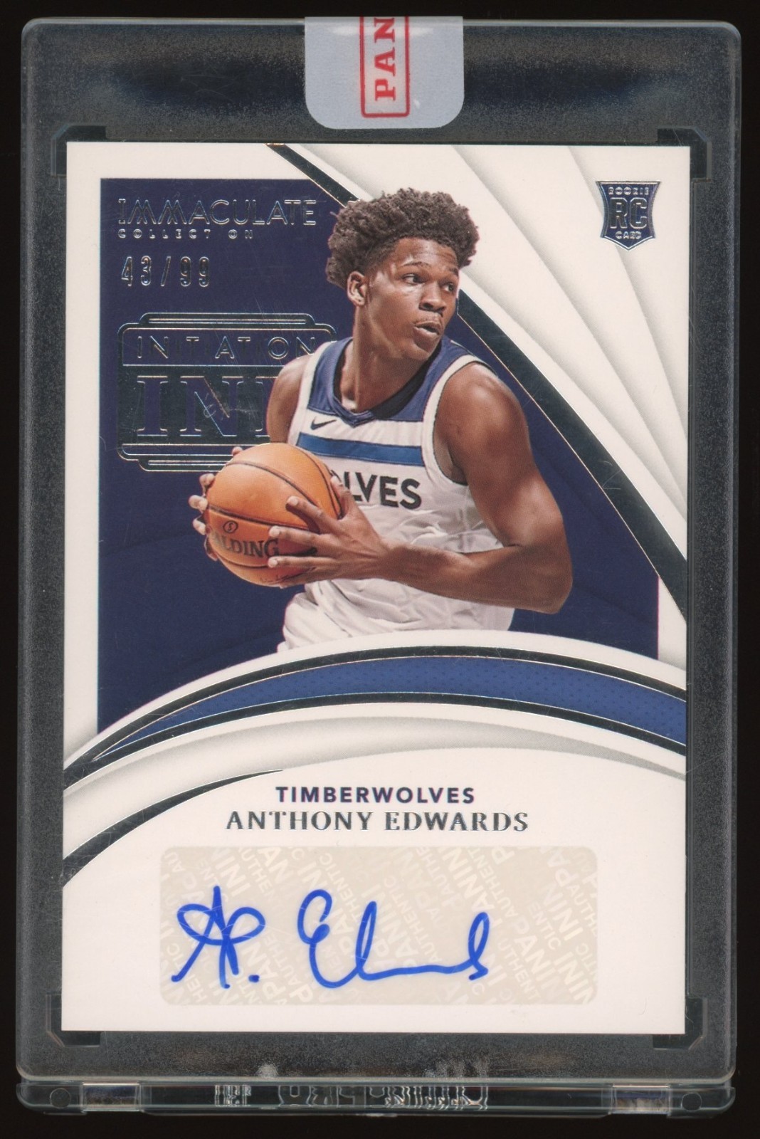 Anthony Edwards 2020 Panini Immaculate Initiation Ink Auto /99 RC #INI-AED