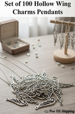 100 Pcs Mixed Hollow Angel Wing Charms Pendants Bookmark DIY Necklace Jewelry