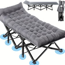 Heavy Duty Folding Camping Cot with Detachable Mattress - Portable Adult Sleepin