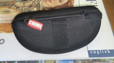 CHUMS Transporter Sunglass Eye Glass Case-Black Neoprene-Zippered-Belt Loop-VGUC
