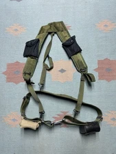 US Military LC-2 Equipment Belt  Y-Harness with Pouches Vintage Authentic Large