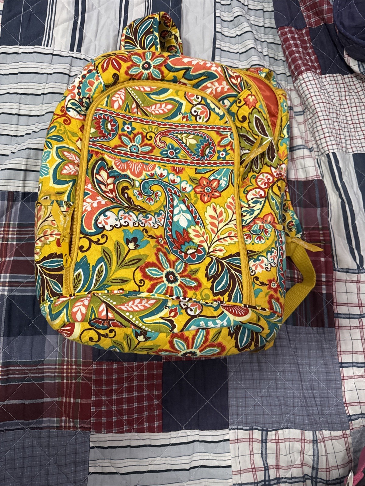 Vera Bradley Provencial Yellow Quilted Backpack Organizer La