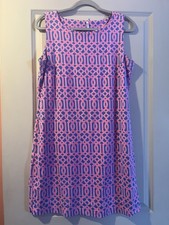 Lulu B Women’s Sleeveless Resort Beach Dress Blue Pink Colorful Comfy Large 