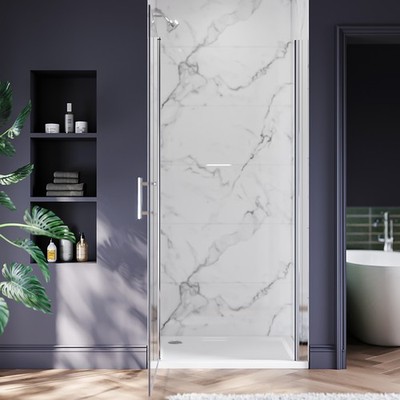 ELEGANT 33.5-35''W x 72''H Frameless Pivot Swing Shower Door 1/4 in. Clear Glass