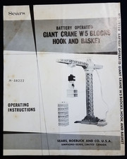 Vintage 1970's Sears, Roebuck and Co. Giant Crane 58222 Instruction Sheet Only