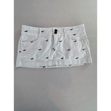 VINTAGE Hollister Striped Mini Skirt Blue White Embroidered Seagull Logo Juniors