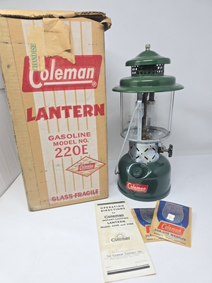 #ad Vintage Coleman 220E Double Mantle Lantern Dec. 1958 Original Box Excellent $160.00