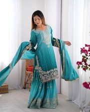 Salwar Kameez Pakistani Indian Wedding Party Wear Dress Bollywood Sharara Suit