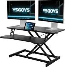 91cm Desk Converter, Height Adjustable Sit to Stand Riser, Dual Monitor and Lapt