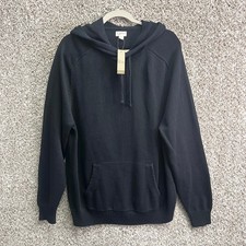 J. Crew Sweater Men's Large Heritage Cotton Black Knit Hooded NWT