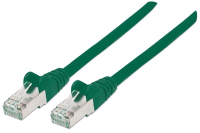 Intellinet Network Patch Cable, Cat7 Cable/Cat6A Plugs, 0.25m, Green, Copper, S/