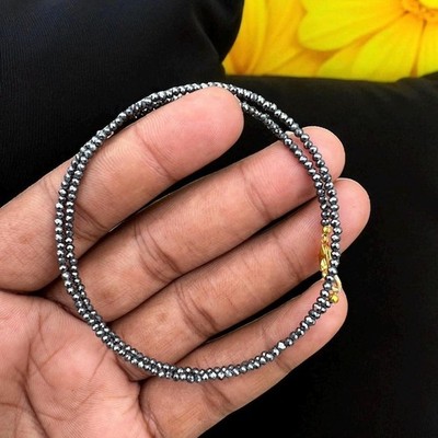 Dainty Silver Pyrite Faceted Round Gemstone Beads Boost Confidence Necklace 24''
