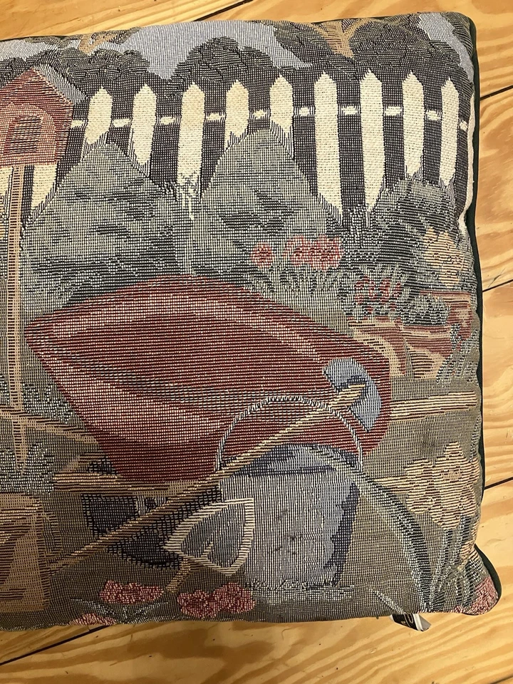 Fashion tapestry Pillow 16" Garden Scene Vintage Green Cottage Core Grandma Core - Image 4 of 4