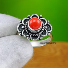 Red Coral Gemstone 925 sterling silver handmade Gift Ring US size 5 to 13