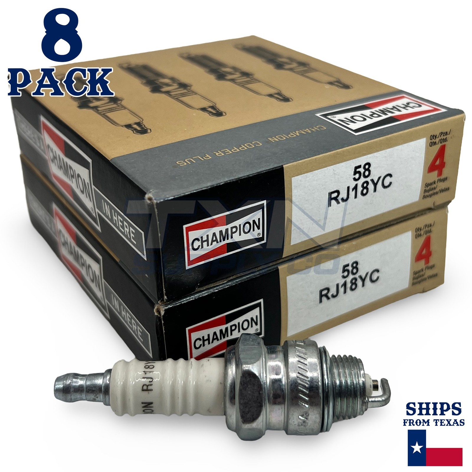 Champion 58 Copper Plus Spark Plug RJ18YC - 8 Pack