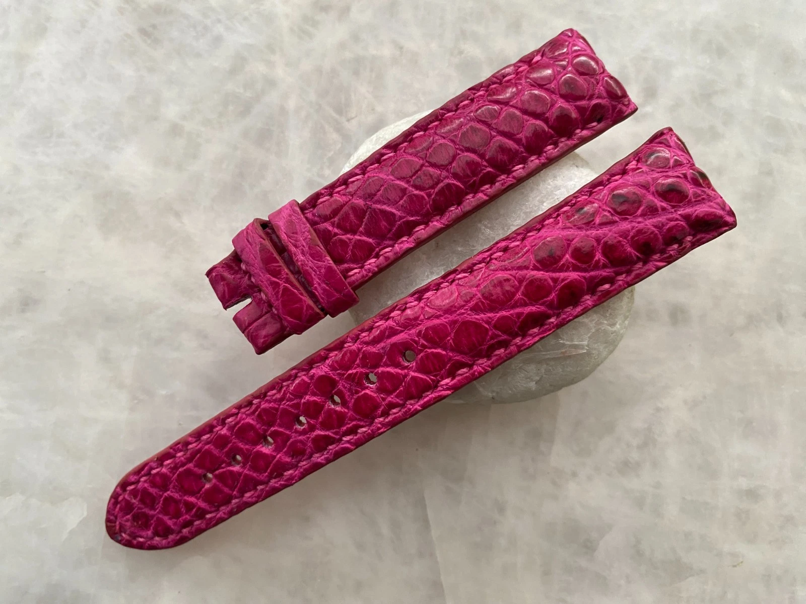 18mm/16mm Pink Alligator Crocodile Print Leather Watch Strap Band