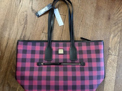 Dooney & Bourke Pink Black Checkered Tote Bag Zip Closure  display picture 2