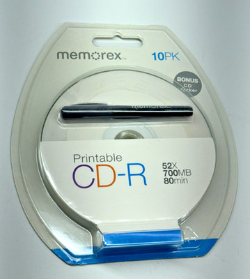 Memorex 10 Pack CD-R 52X 700MB 80min Recordable CD-R New w/ CD Marker NEW SEALED