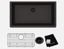 Elkay ELGRU13322BK0C Quartz Classic 33" Single Bowl Undermount Sink Kit, Black