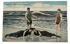 Look Who is Here Bathing Beauties ~ Asbury Park NJ ~ Antique 1910s Postcard