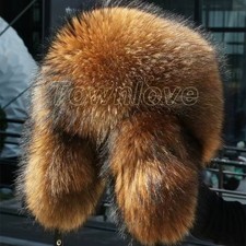 Men Full Covered Real Raccoon Hat Russian Ushanka Cossack Hat Trapper Hat Warm