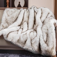 Touchat 1000GSM Faux Fur Throw Blanket, Super Thick Warm Cozy Heavy Blankets ...