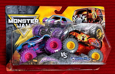 MONSTER JAM 2 PK FULL CHARGE VS THUNDER BUS-STUNNING-BRAND NEW-MINT