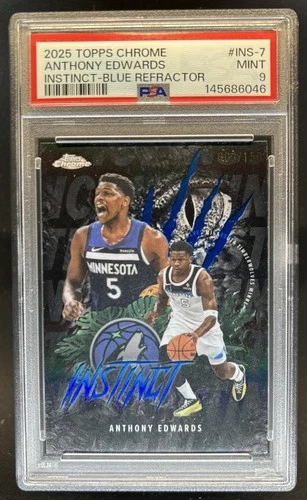 2025 Topps Chrome Anthony Edwards Refractors Blue (PSA 9)