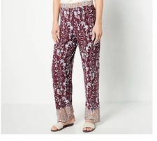 Susan Graver Petite Printed Liquid Knit Straight Leg Pull-On Pants A516369 MP