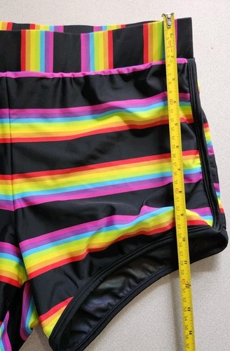 Torrid Rainbow Stripe Pride Dolphin Hem Swim Suit Bottoms Shorts Size 0 L 12-14 - Picture 5 of 7