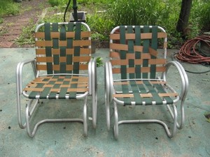 Two {2) VINTAGE ALUMINUM GLIDER CHAIRS {Webbing needs Replacement} Comfortable