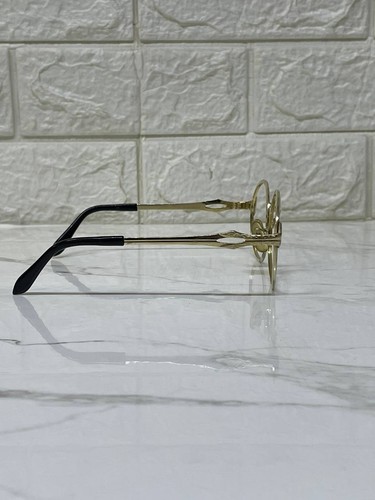 Vintage Round Gold Eyeglass Frame Retro Engraved Design Unisex Collectible - Picture 7 of 11