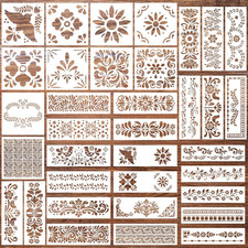 35 Pcs Talavera Stencil Floral Reusable Mexican Talavera Stencil