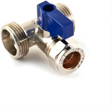 Dual Appliance Tee Valve – 3/4" X 3/4" X 15Mm BSP Compression – Twin Washing Mac