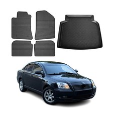 Fußmatten & Kofferraumwanne Set für Toyota Avensis 2003-2009 Gummi Schwarz 5x