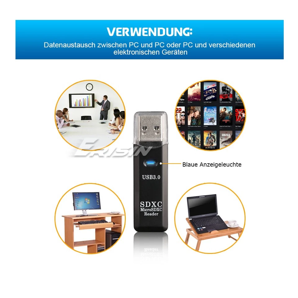 2 in 1 USB Memory Card Reader max to 128GB Kartenleser für Micro SD MMC SDHC TF - Bild 4 von 4