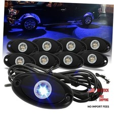 Quick Connect Rock Lights, 4M Extension Wires Each Light, 3 High 8 Pods Blue