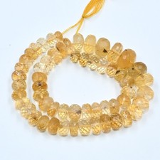 Natural Citrine Round Shape Beads, Big Size Gemstone Faceted Beads 7-10mm 16"
