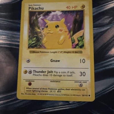 Pokémon TCG Pikachu Red Cheeks Base Set Shadowless 58/102 Regular Common 40HP