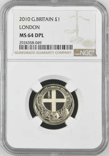 2010 Great Britain London One Pound Mint State NGC MS 64 DPL