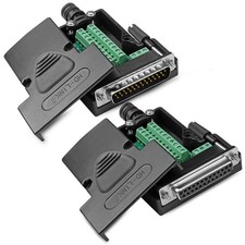 ANMBEST 2PCS DB25 Solderless Connector, RS232 D-SUB Serial to 25-pin Black
