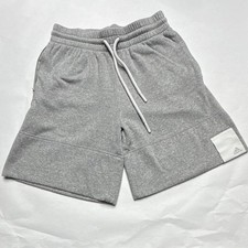 adidas Gray Fleece Athletic Shorts Drawstring Elastic Waist Pockets