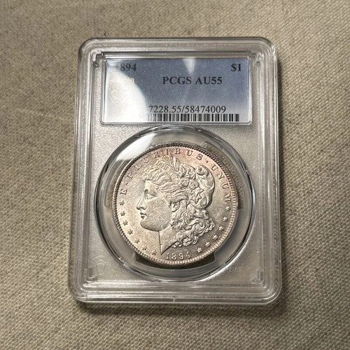 1894-P Morgan Silver Dollar $1 Coin 1894 - Certified PCGS AU55 - Rare Date! PJ
