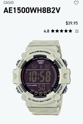  Casio AE1500WH-8B2 Chronograph 5 Alarms Illuminator 10yr Battery READ