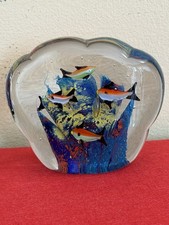 Vintage Murano Style Art Glass Double Sided Fish Aquarium Paperweight