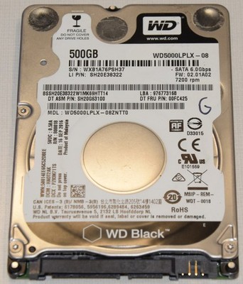 Western Digital WD Black WD5000LPLX-08 500GB 2.5'' 7mm Laptop SATA Hard Drive