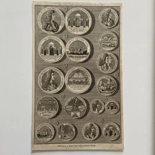 Antique Royalty Engraving – “Medals of King William and Queen Mary” 
