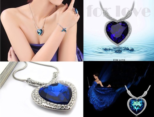 Fashion Womens 9k White Gold Filled Heart Stylish Type Necklace/ Pendant C40