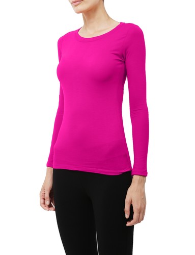 T-shirt casual NE PEOPLE da donna leggera base maniche lunghe girocollo collo casual NEWT78 - Foto 97 di 213